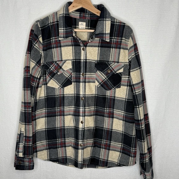 O'Neill Flannel Snap Button Shirt Shacket Plaid Mens L Skater Surf Heavyweight - Picture 1 of 8